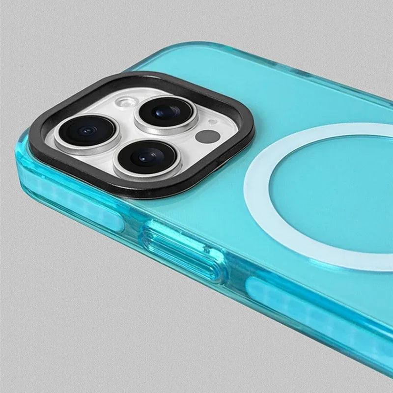 Soft Silicone Transparent Neon Color MagSafe Case for iPhone 15 Series