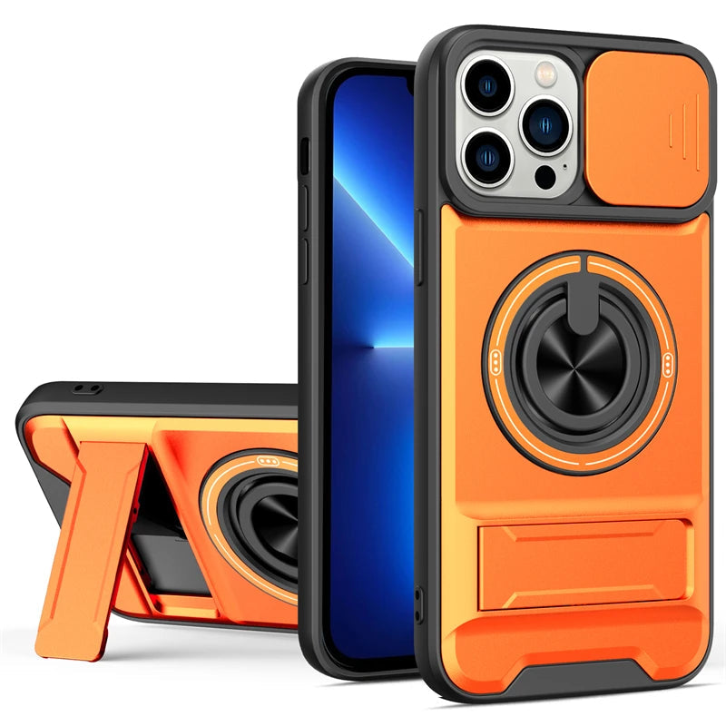 MagSafe Compatible Case for iPhone 15 Series with Rotating Ring and Camera Cover