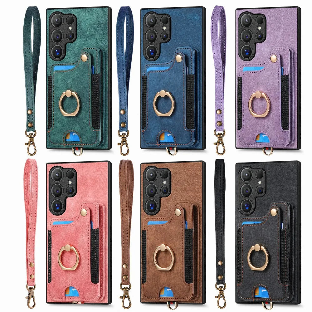 Samsung Galaxy S24 Series Wallet Case with Wrist Strap