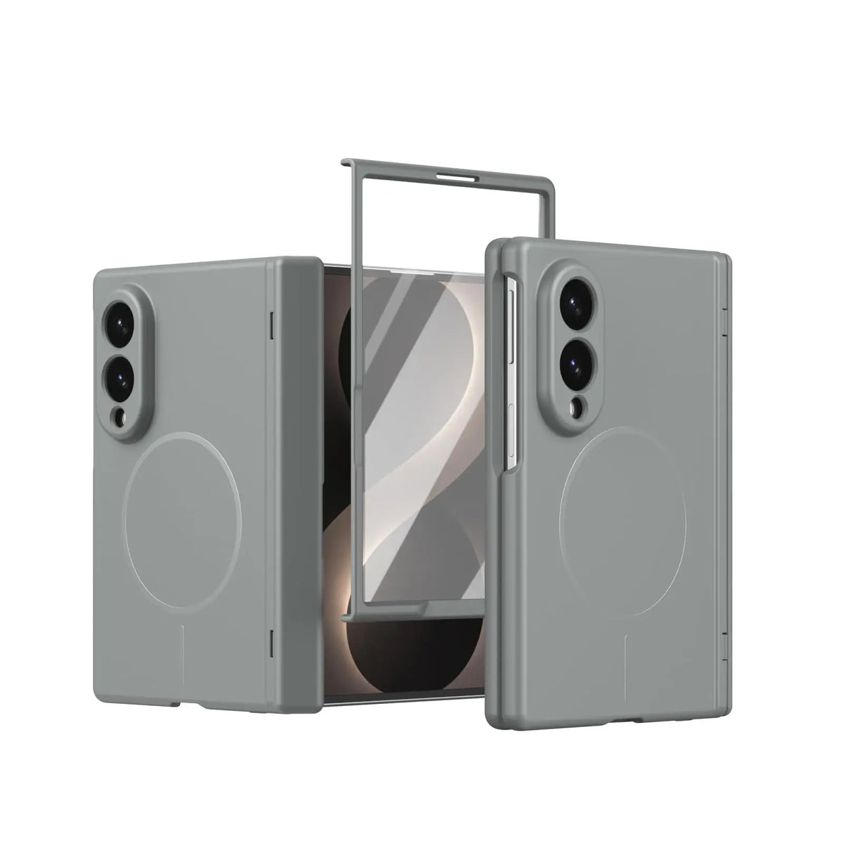 Integrated Tempered Glass Screen Protector Case with Magnetic Ring Mount for Samsung Galaxy Z Fold 8