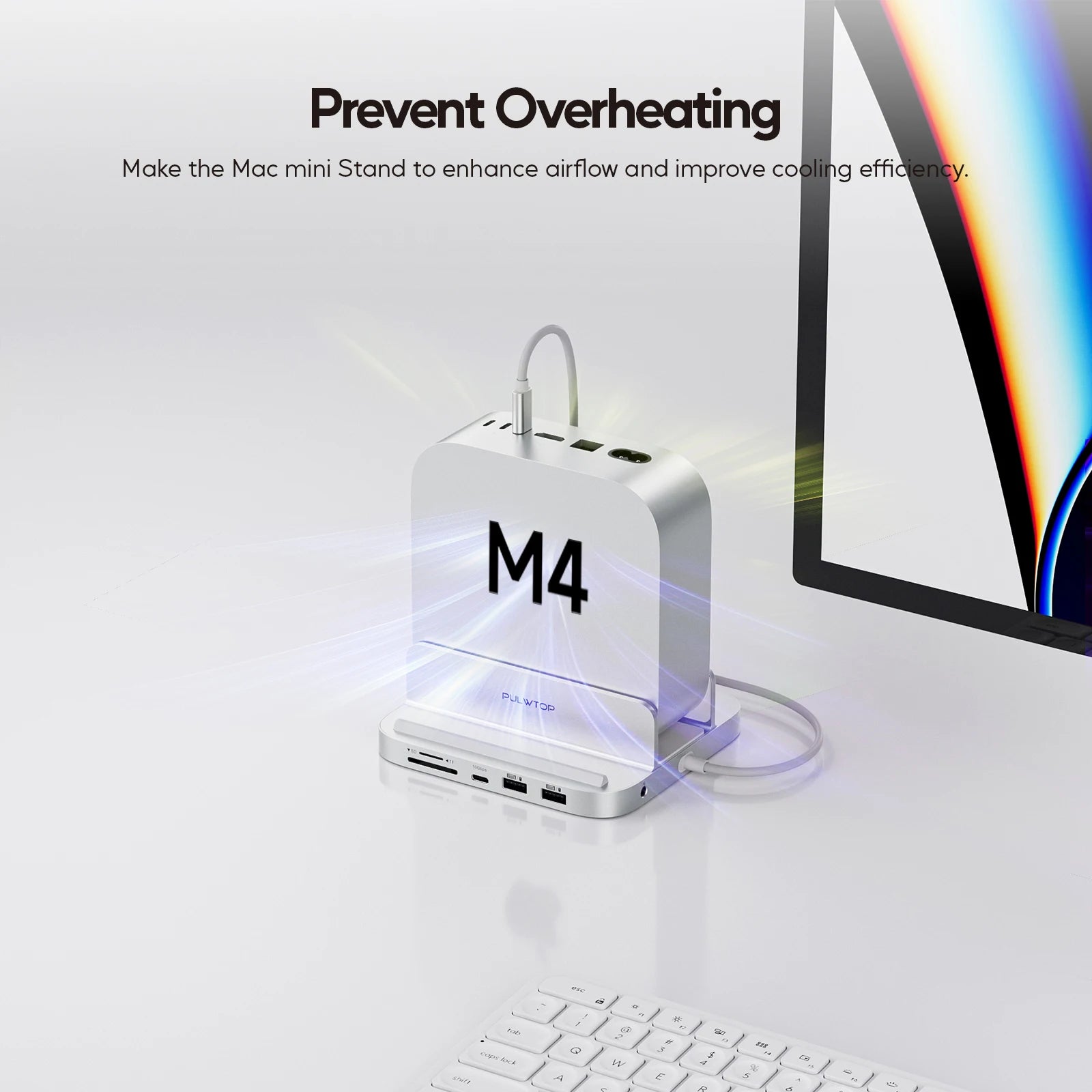 PULWTOP Mac Mini M4 Dock with M.2 SSD Slot 4TB and SD TF Reader