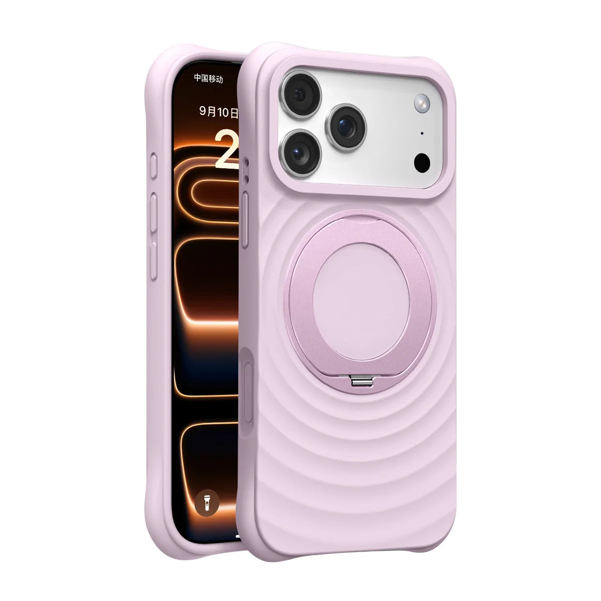 Water Ripple Silicone Case with 360-Degree Holder for iPhone 17 Series