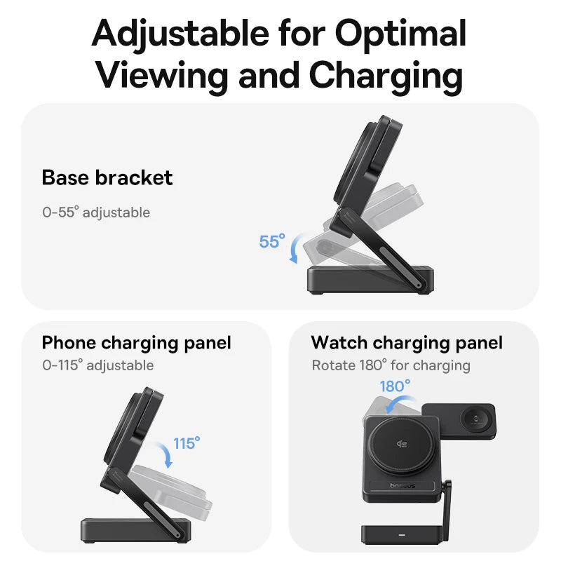 Baseus PicoGo AF21 Qi2.2 25W 3-in-1 Magnetic Wireless Charging Station