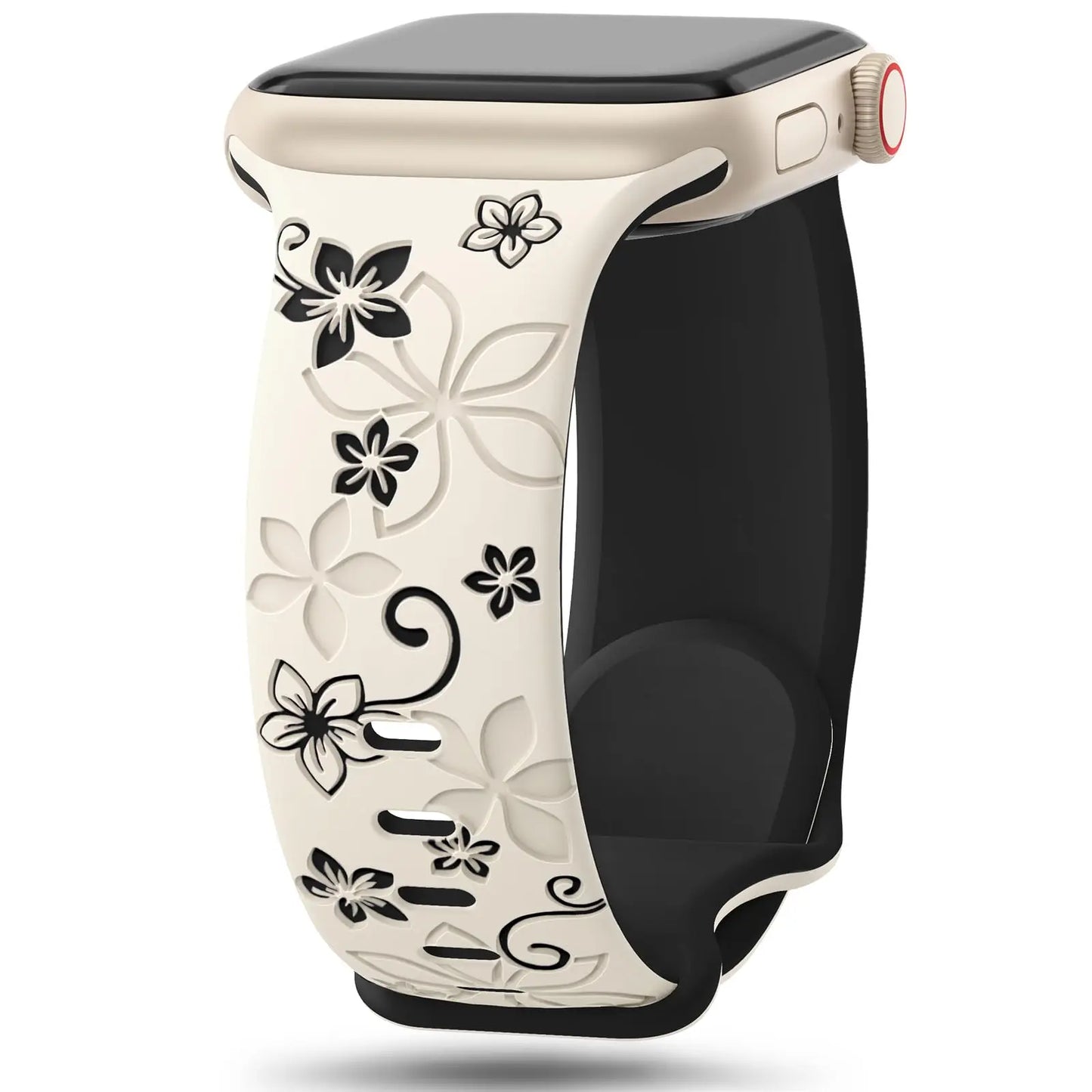 Floral Engraved Silicone Strap for Apple Watch