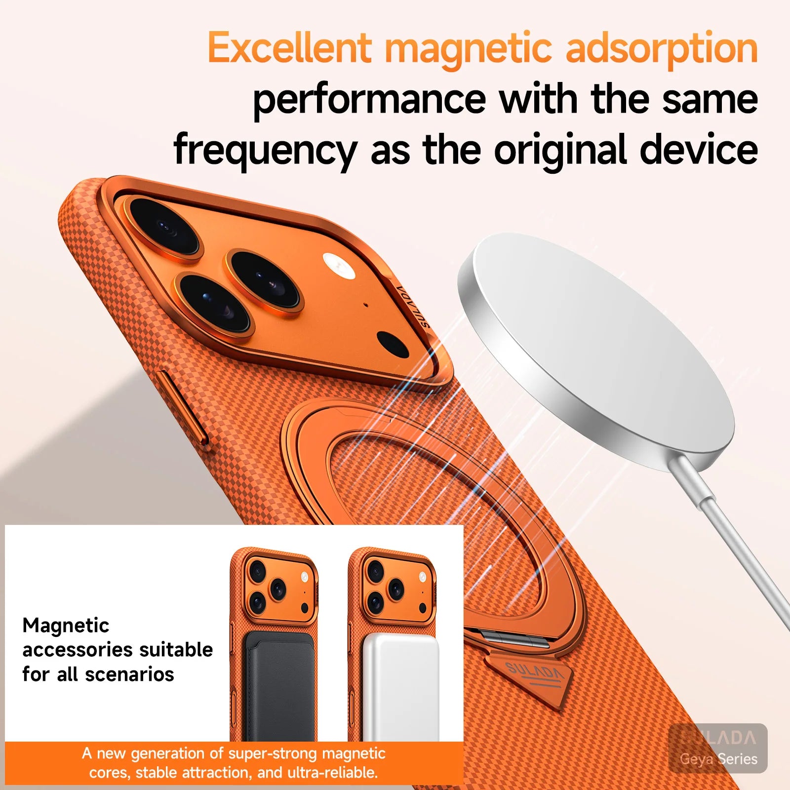 MagSafe Compatible Gingham Texture Case with 360° Rotating Bracket for iPhone 17 Series