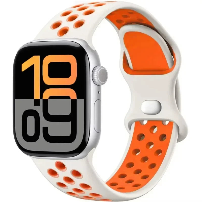 Breathable Silicone Band with Perforated Ventilation for Apple Watch