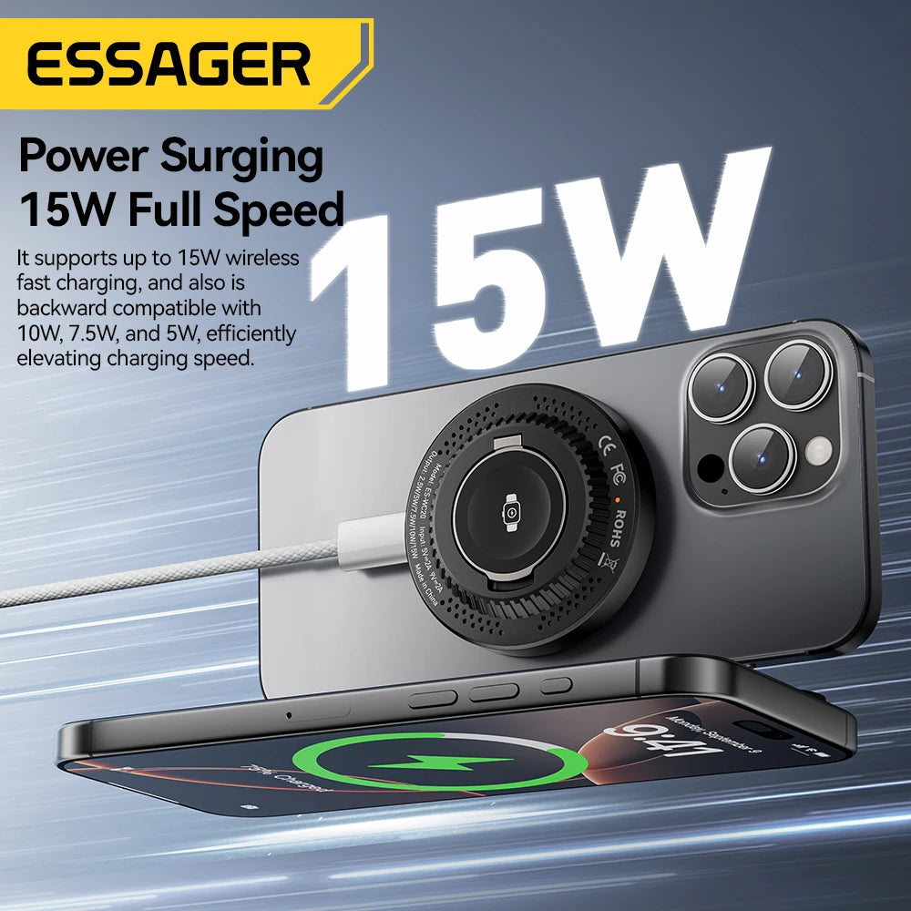 Essager 2-in-1 Wireless Magnetic Charger & Stand for Apple Watch