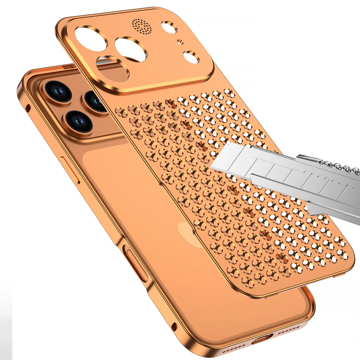 Metal Heat Dissipation Case with Textured Dot Surface for iPhone 18 Series