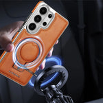 Premium Leather Magnetic Case with Ring Kickstand for Samsung Galaxy S26 Series
