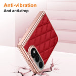 Quilted Leather Hinge Protection Case with Full-Perimeter Metal Frame for iPhone Duo