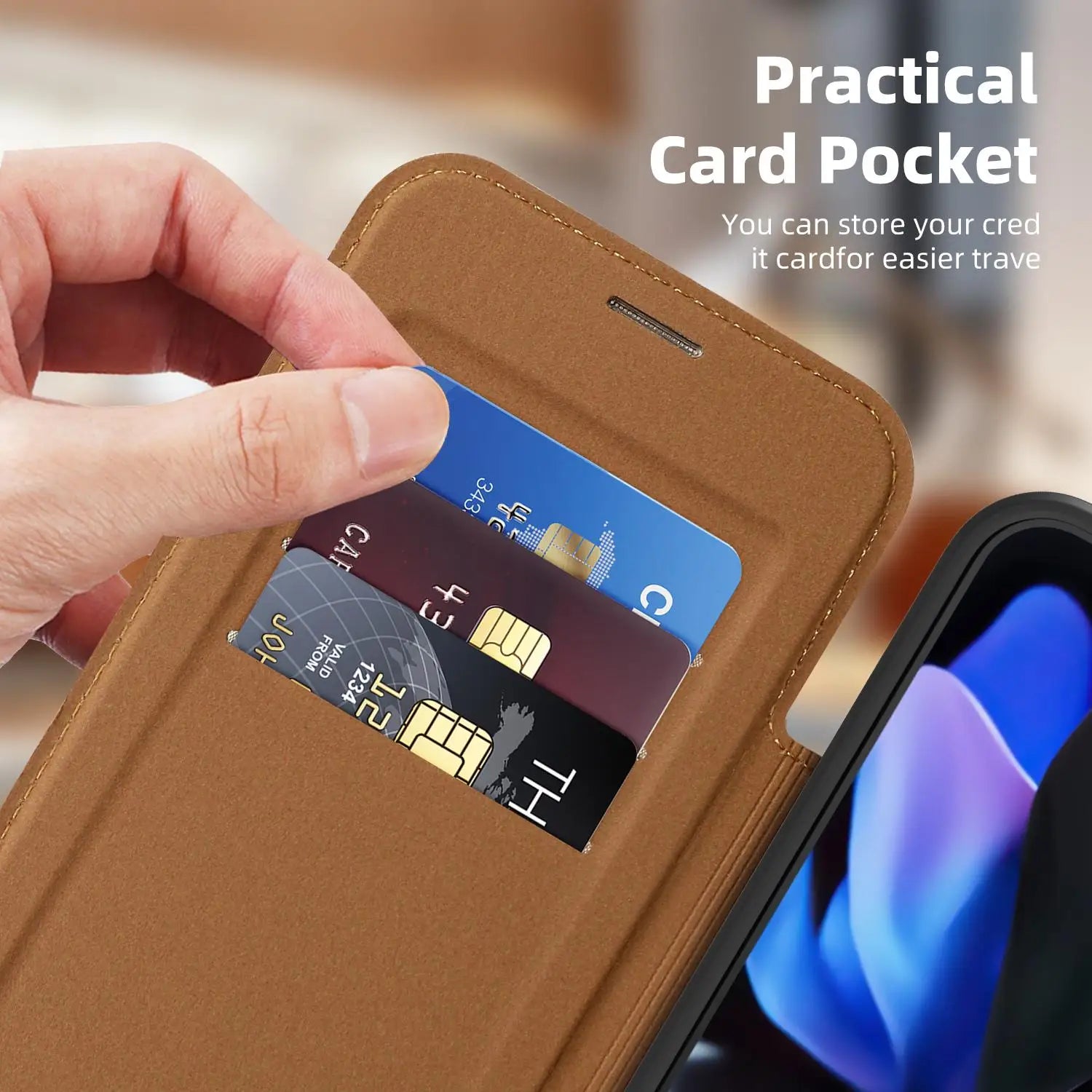 Google Pixel 10 Series Magnetic Leather Flip Case with Card Slot