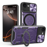 iPhone 16e Protective Magnetic Case with 360° Rotating Ring Stand