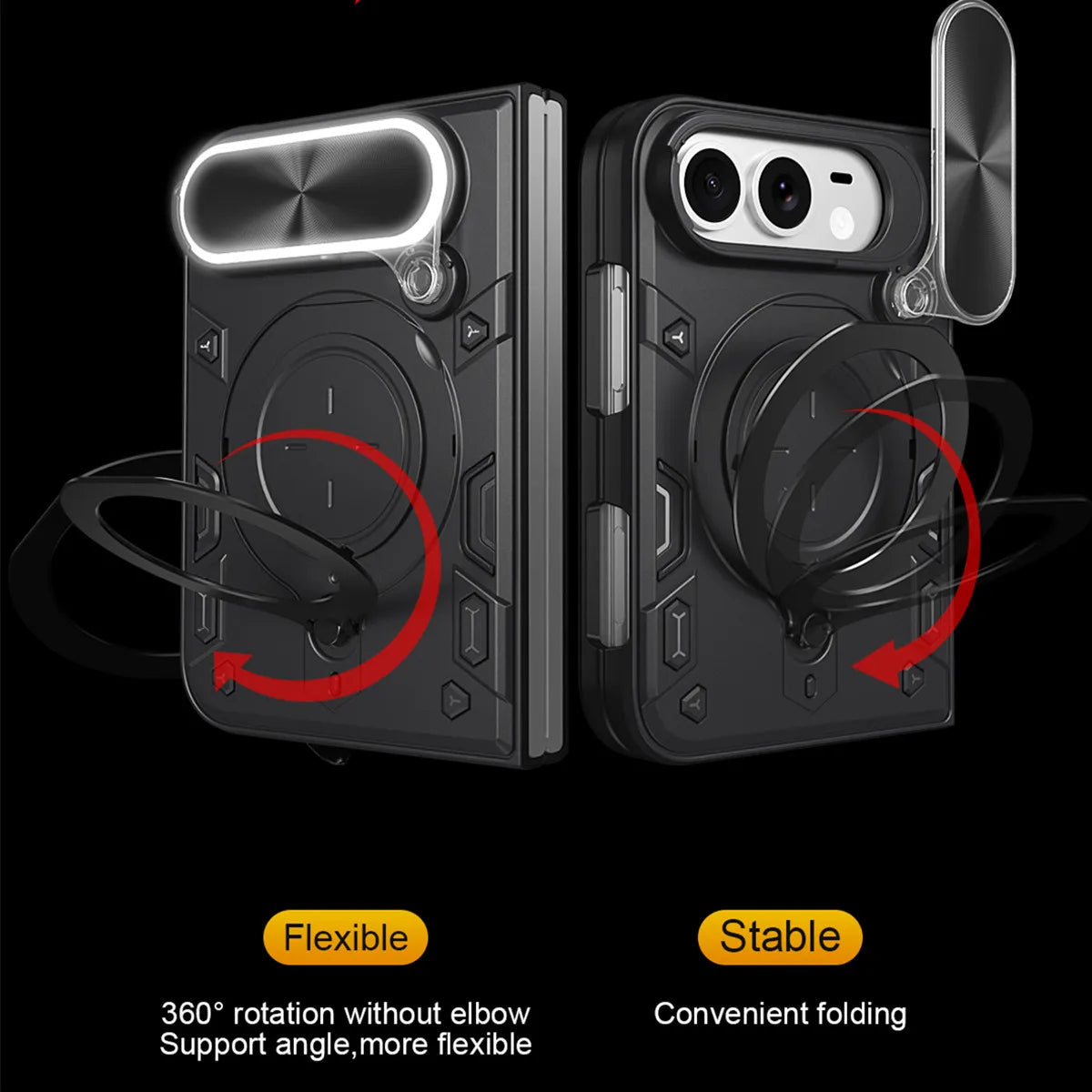 Shockproof MagSafe Case with 360° Rotatable Ring Stand for iPhone Duo