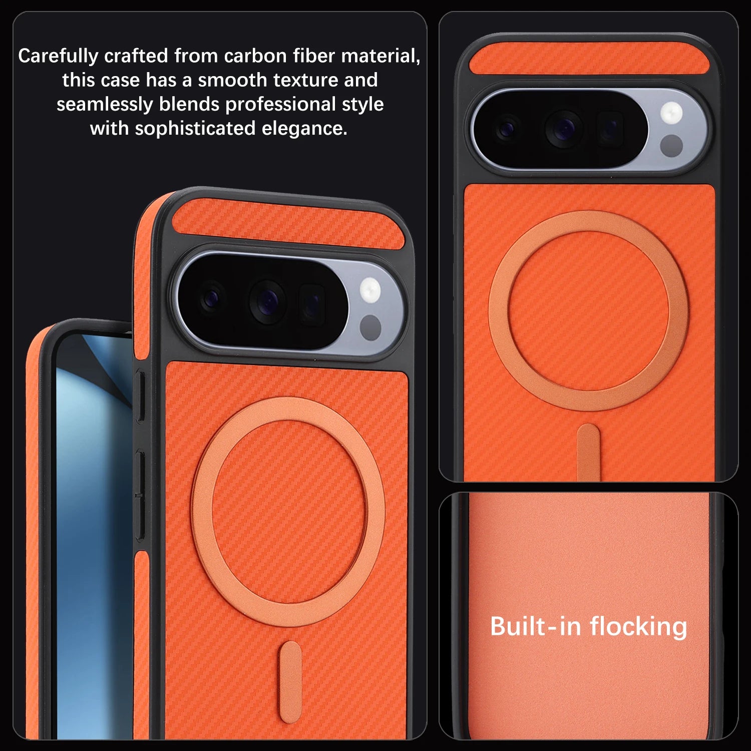 Carbon Fiber Magnetic Leather Case for Google Pixel 10 Series