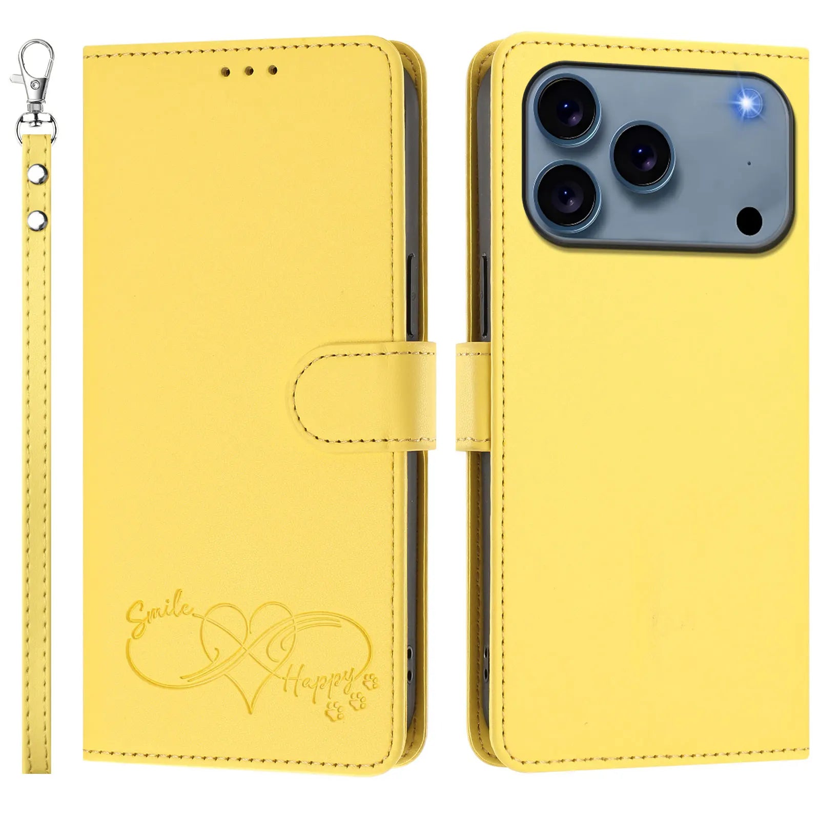 Heart Pattern Flip Wallet Case for iPhone 17 Series