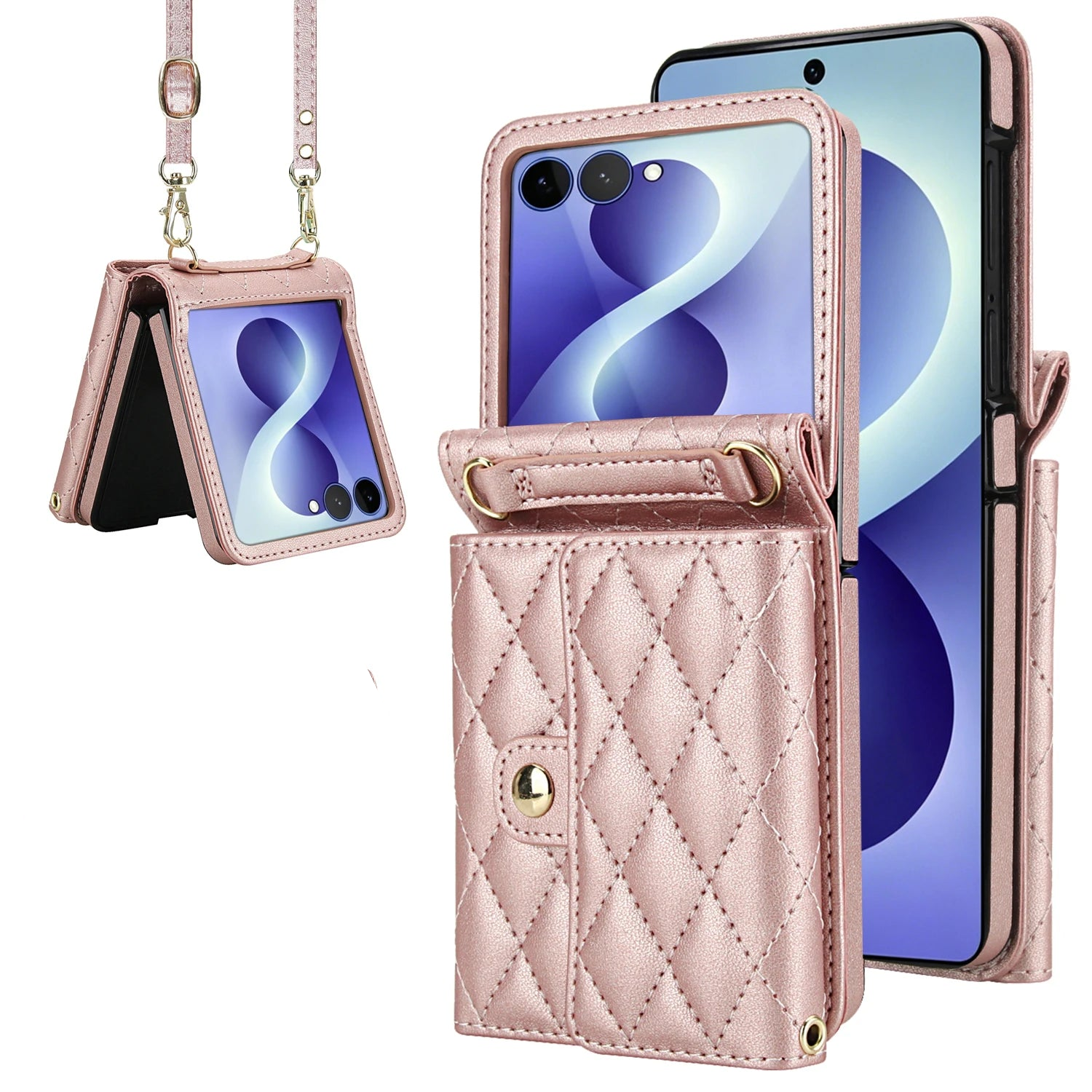 Crossbody Leather Wallet Case with Card Holder for Samsung Galaxy Z Flip 8