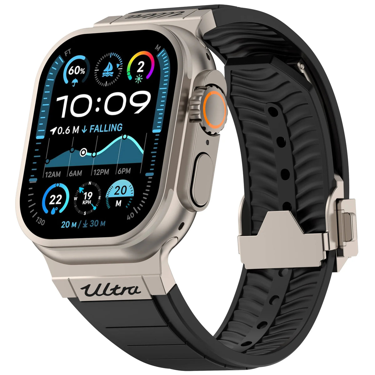Fluororubber Sport Strap with Double-Press Clasp for Apple Watch