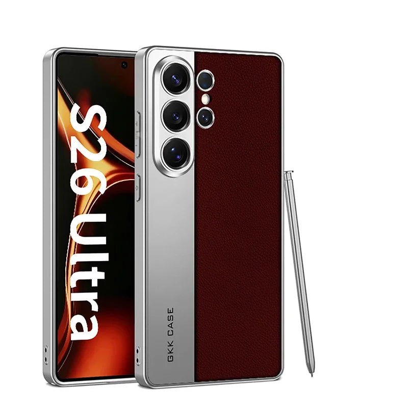 Luxury Vegan Leather Patchwork Case for Samsung Galaxy S26 Ultra