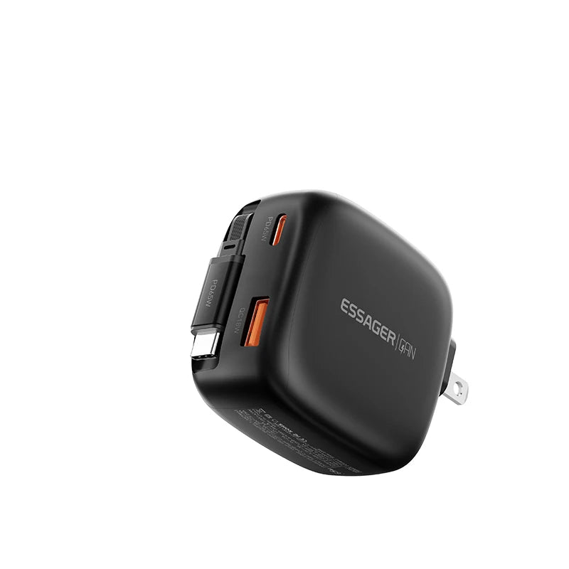 Essager 65W GaN Fast Charger with Retractable Type-C Cable