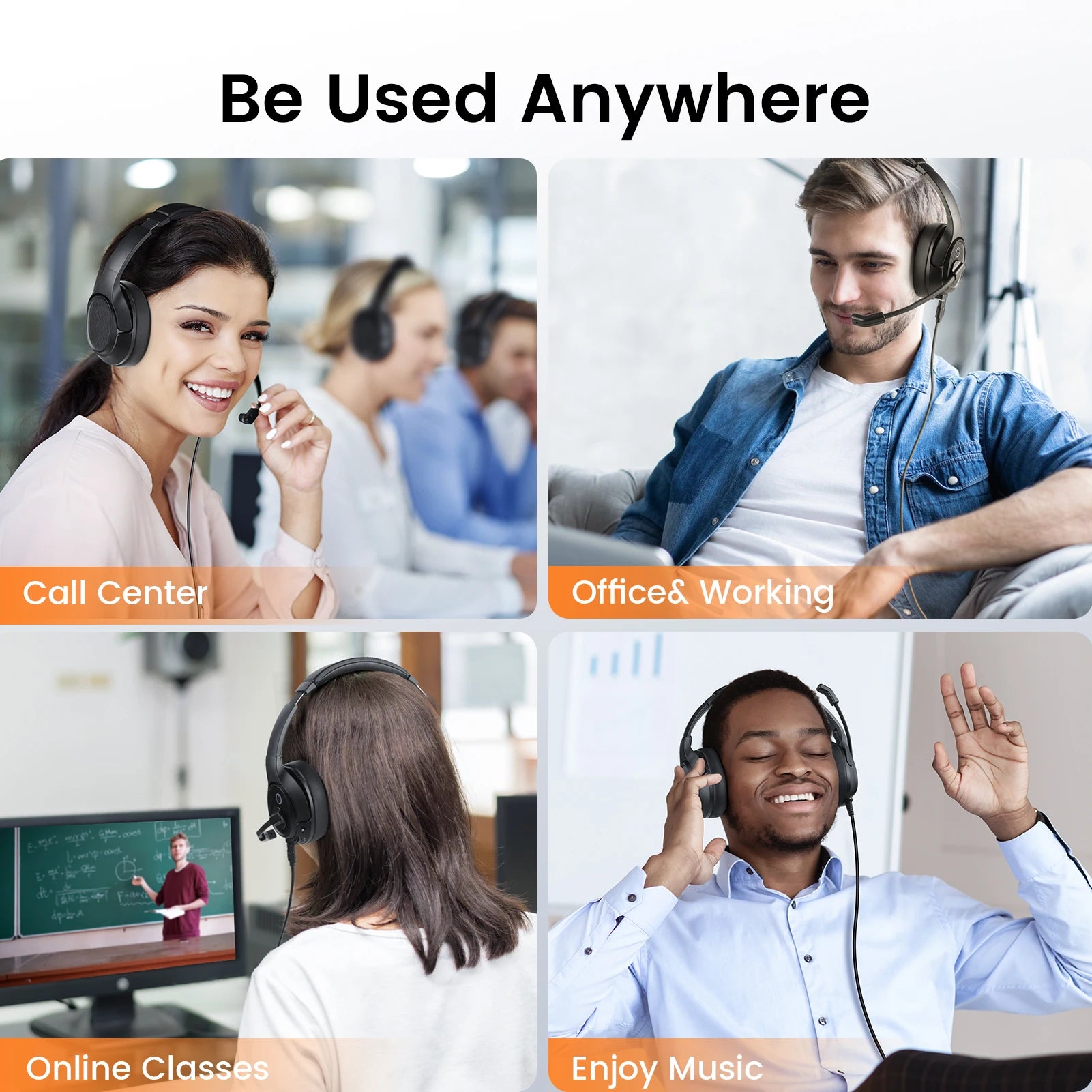 EKSA-H2 USB Wired Computer Headset with ENC Mic