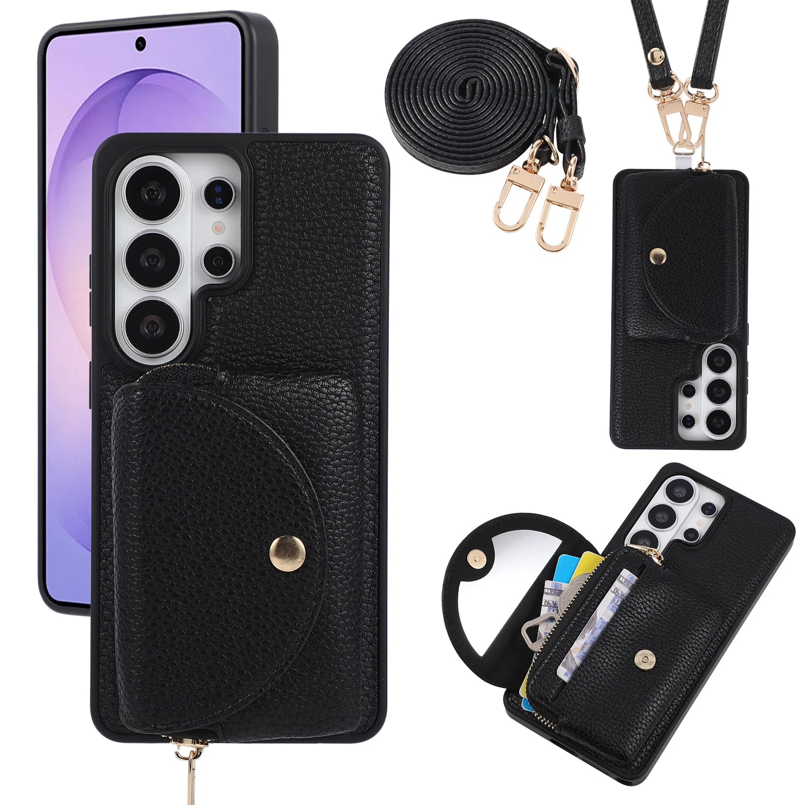 Litchi PU Leather Wallet Case for Samsung Galaxy S25 Series