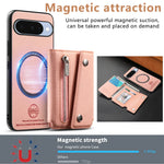 Denim Textured Leather Magnetic Case with Wallet Pocket for Google Pixel 9 Series