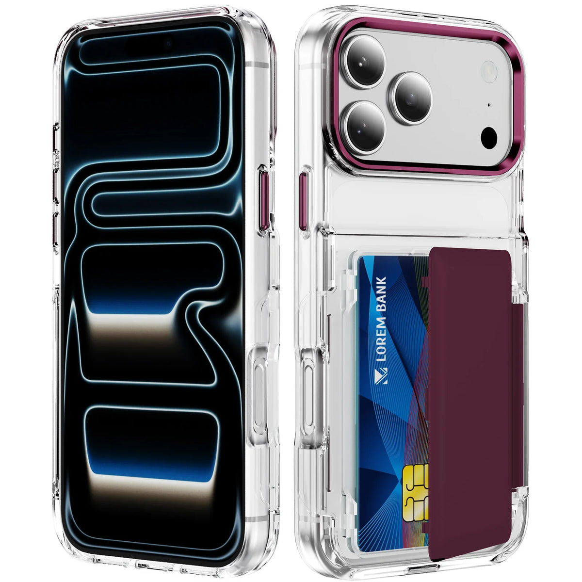 Transparent 2-Card Sliding Wallet Case with Raised Edges for iPhone 18 Series