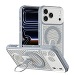 iPhone 17 Series Hollow Honeycomb PC Case with 360° MagSafe Bracket Stand
