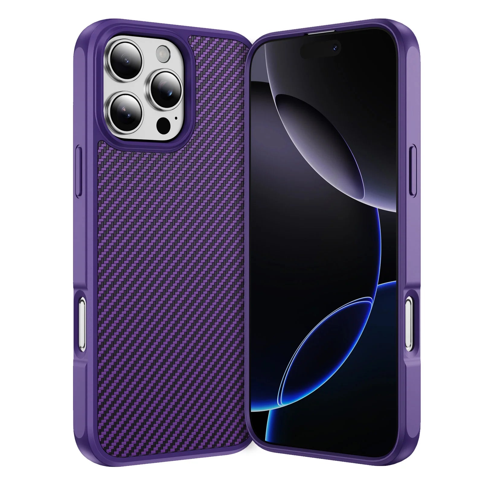 Shockproof Carbon Fiber Texture Hard Case for iPhone 16 Series