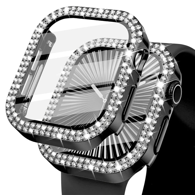 Tempered Glass Screen Protector Case with Polycarbonate Bumper for Apple Watch