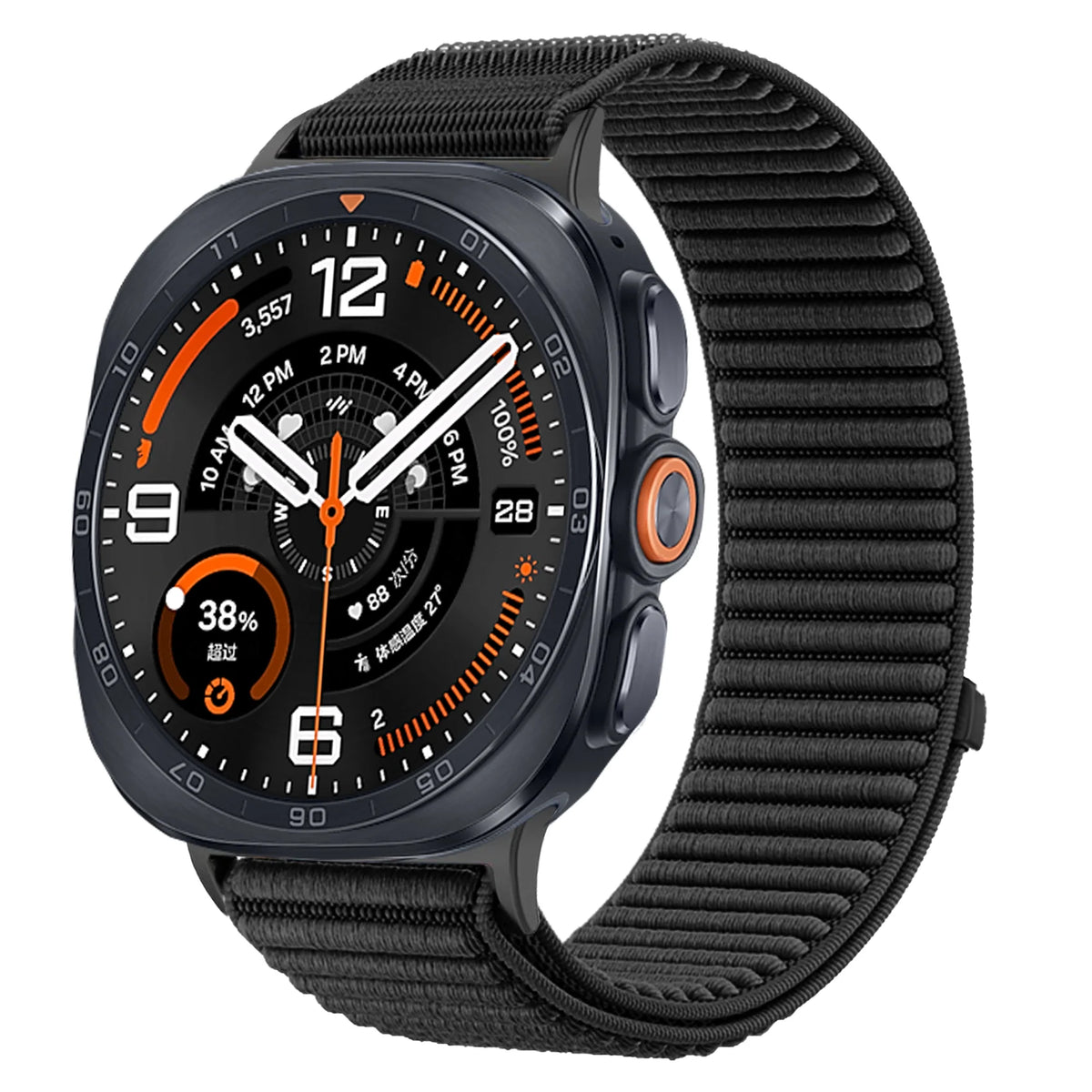 Woven Nylon Velcro Watch Strap with Metal Connector Heads for Samsung Galaxy Watch Ultra 2
