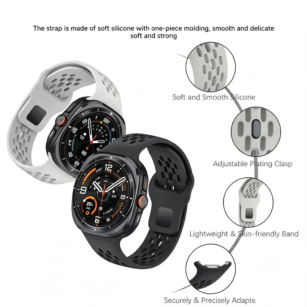 Perforated Silicone Sport Band with Quick-Release Connector for Samsung Galaxy Watch Ultra 2