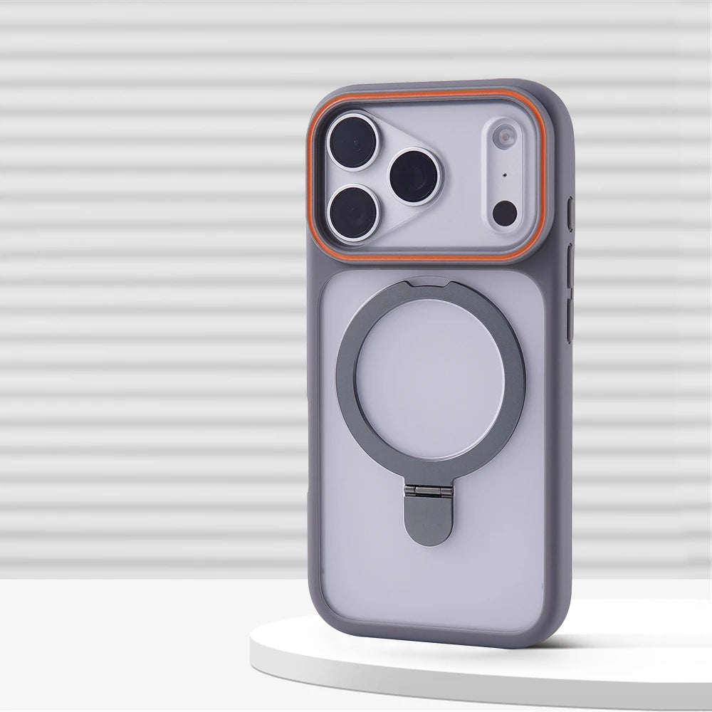Shockproof Translucent MagSafe Kickstand Case with Raised Camera Ring for iPhone 18 Series