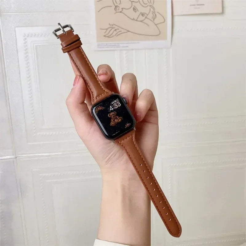 Premium Slim Leather Replacement Strap for Apple Watch