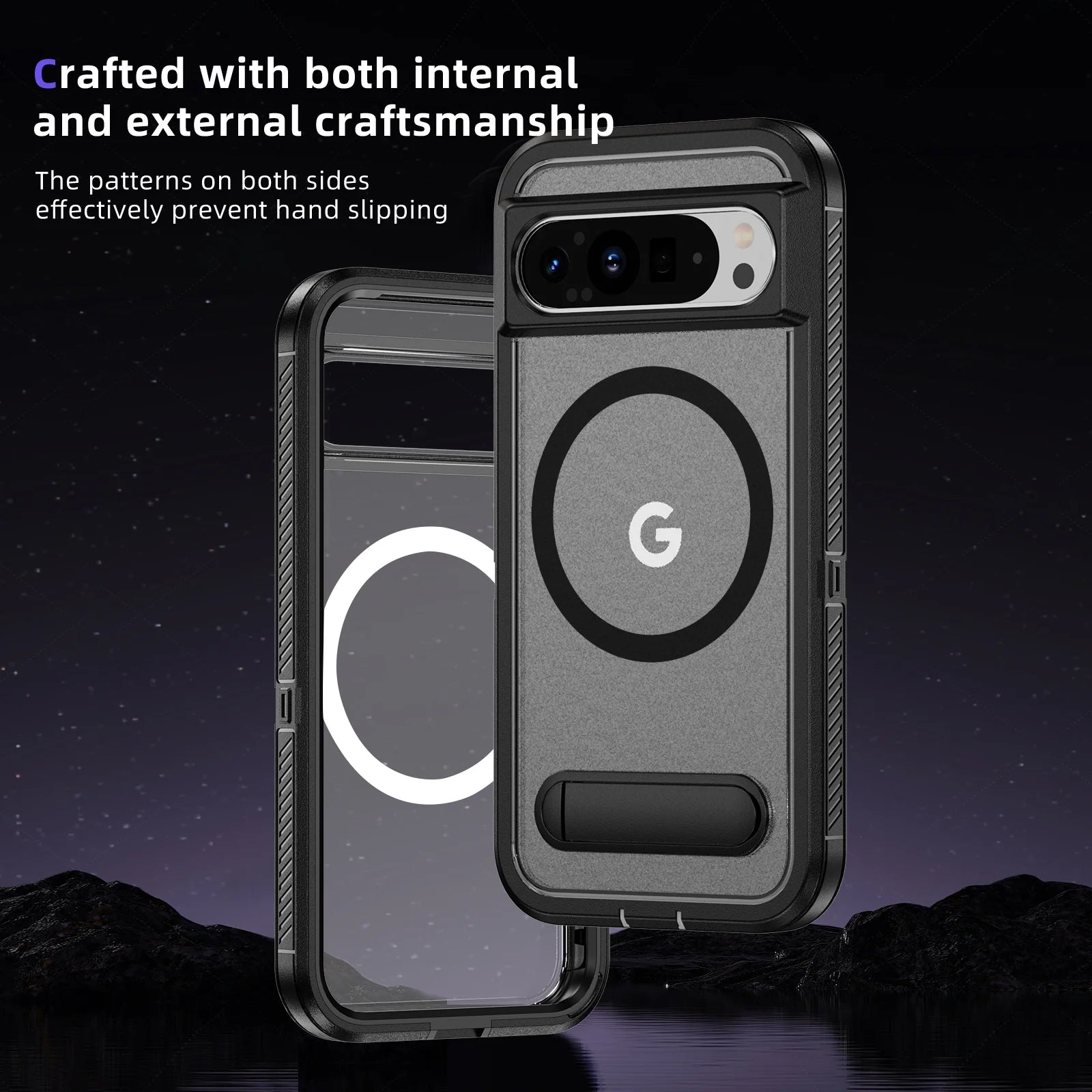 Military-Grade Protective Magnetic Case with Foldable Stand for Google Pixel 9 Series