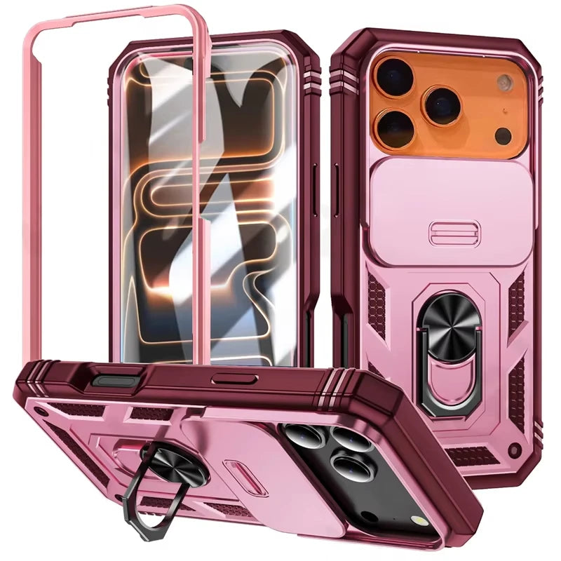 Heavy-Duty Military Armor Case with Sliding Camera Protection for iPhone 17 Series