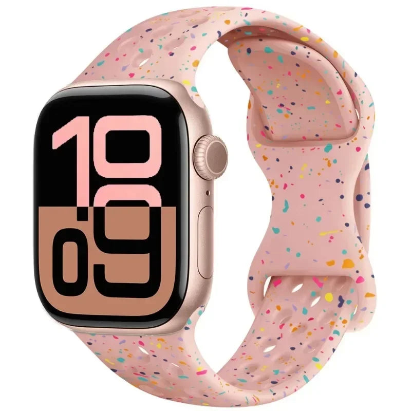 Breathable Silicone Band with Perforated Ventilation for Apple Watch