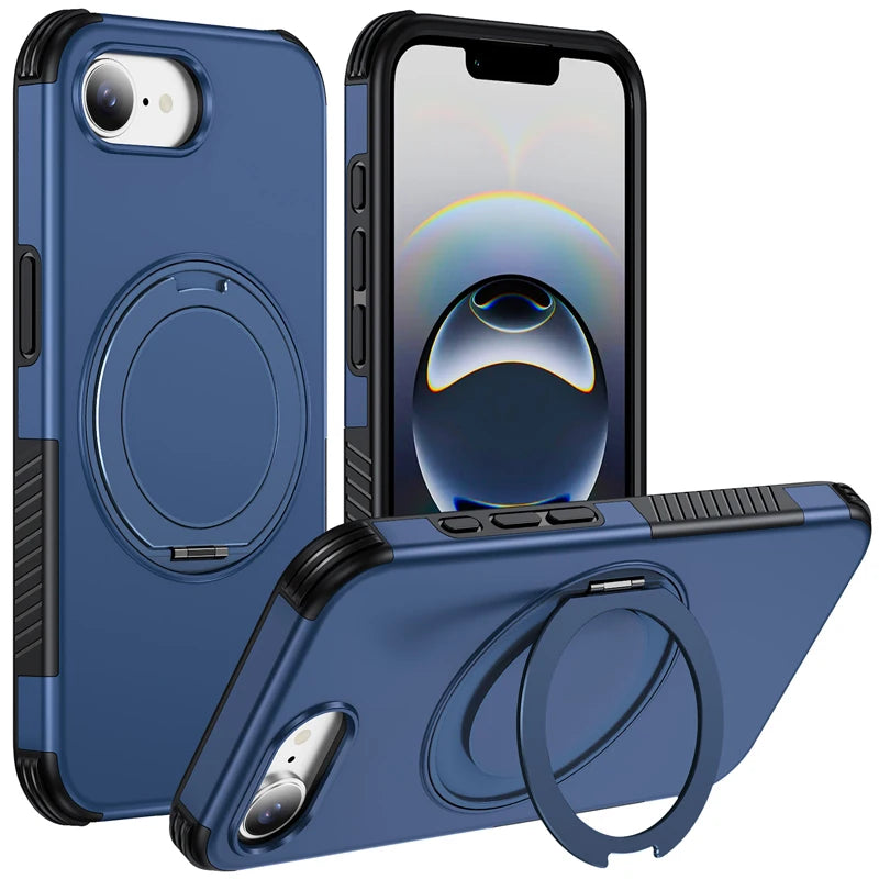 Shockproof Dual-Layer Case with 360° Rotating Ring Stand for iPhone 17e