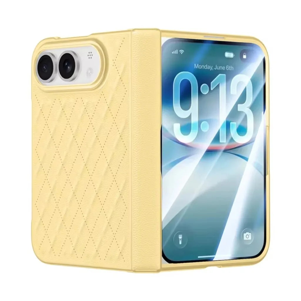 Quilted Hinge Protection Case with Tempered Glass Front Screen for iPhone Duo