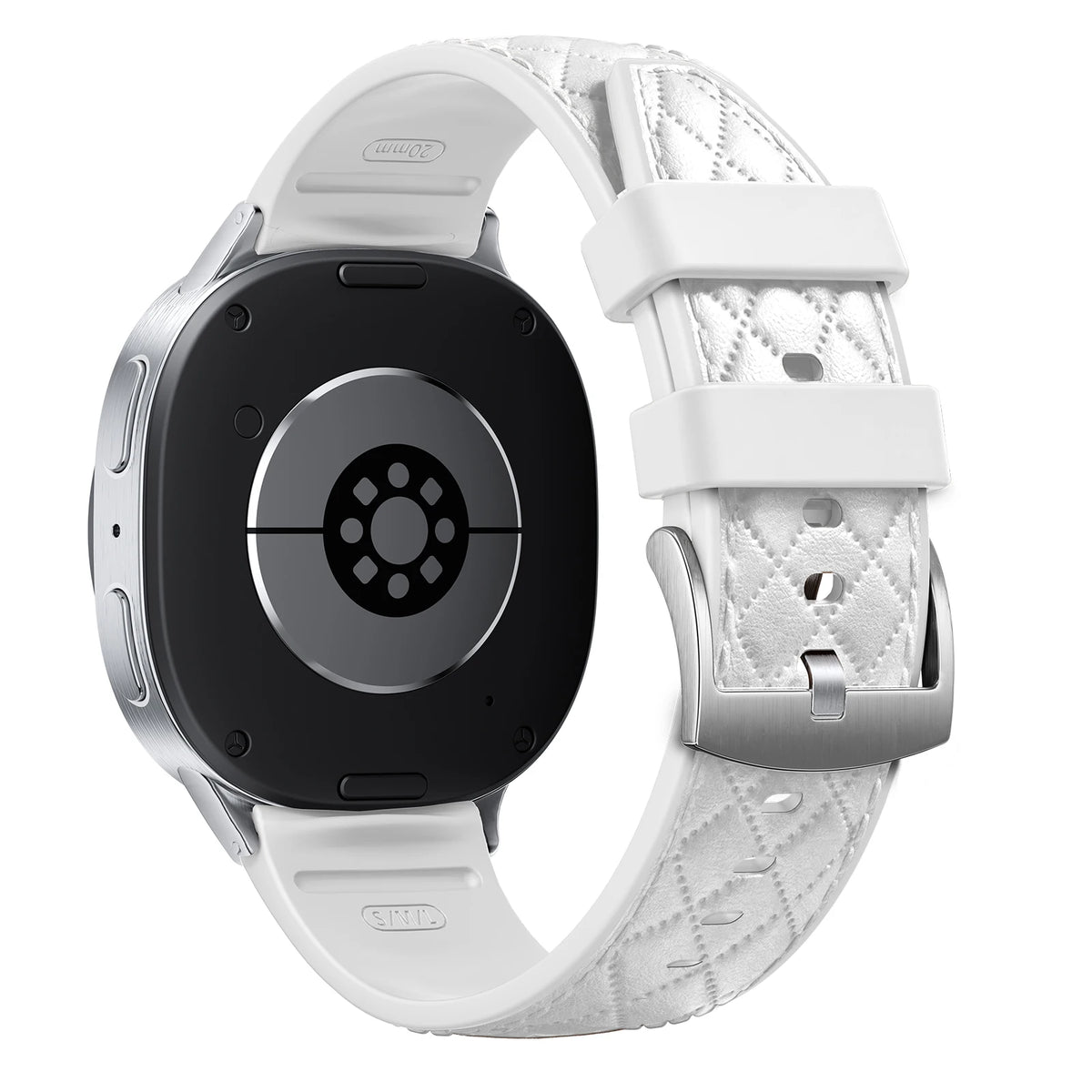 Quilted Leather Silicone Watch Strap with Pin Buckle Clasp for Samsung Galaxy Watch 9