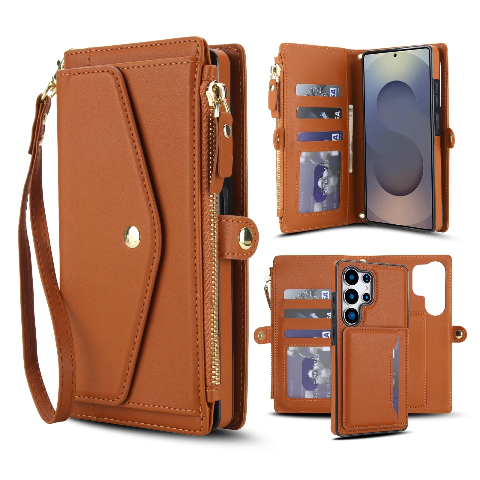Crossbody Magnetic Leather Wallet Case for Samsung Galaxy S25 Series
