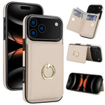 iPhone 17 Series Leather Case with Card Holder and Kickstand