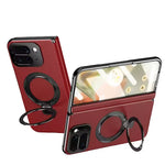 Google Pixel 10 Pro Fold Leather Magnetic Case with Ring Stand