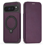 Google Pixel 9 Series Leather Flip Case with Card Slot and Magnetic Ring Holder