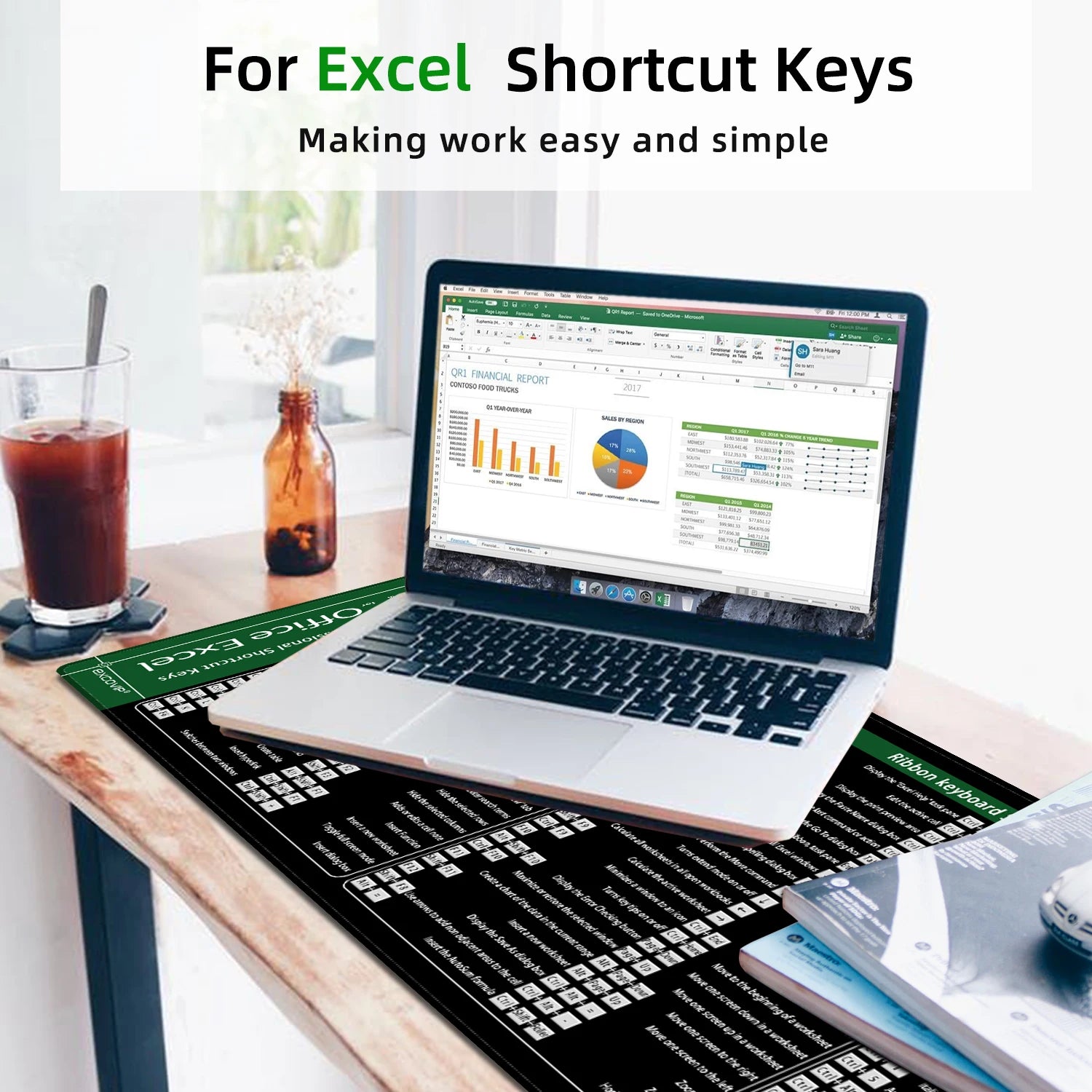 Large Extended Excel Shortcuts Mouse Pad – Ultimate Desk Companion for Efficiency