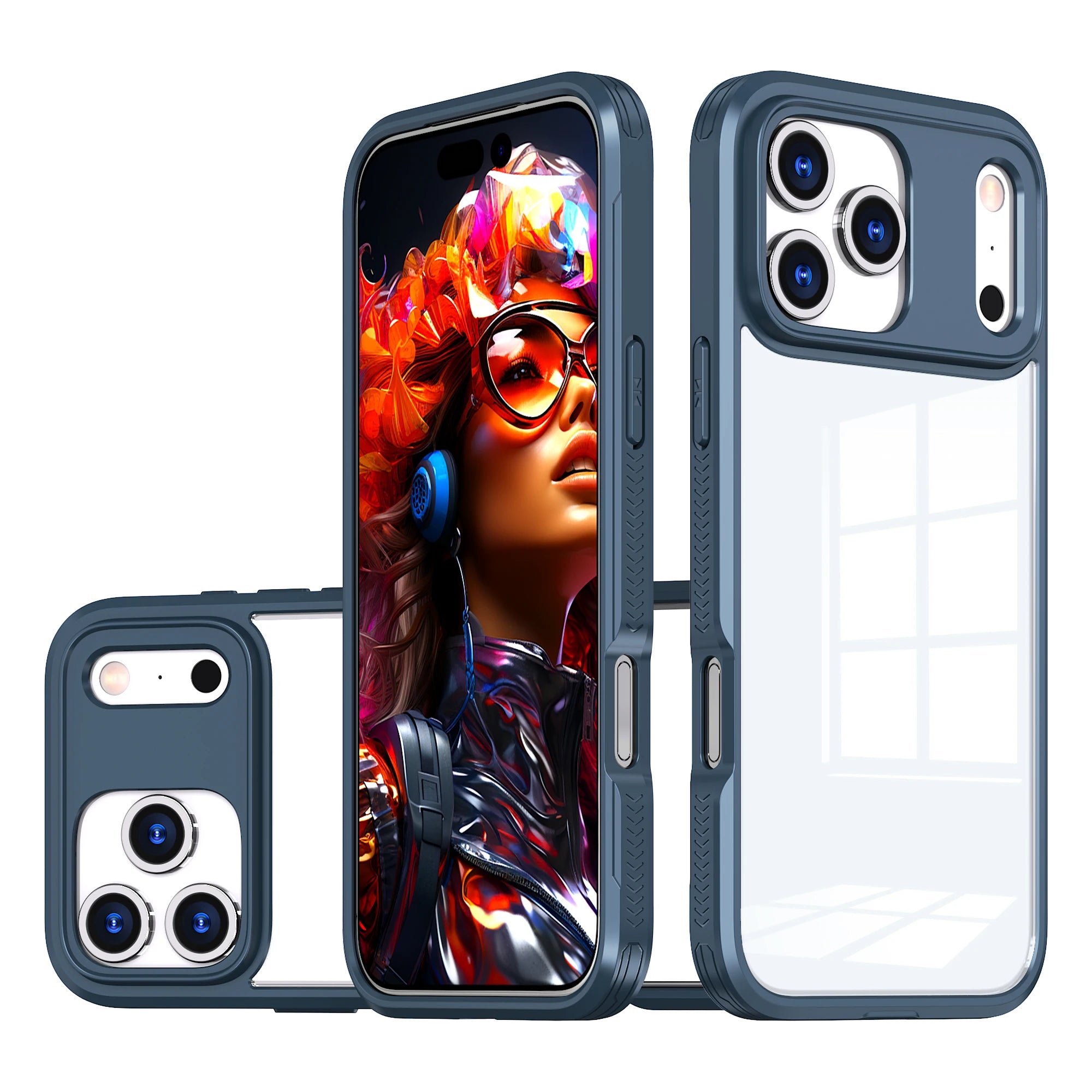 Hybrid Hard PC + TPU Transparent Shockproof Case for iPhone 17 Series