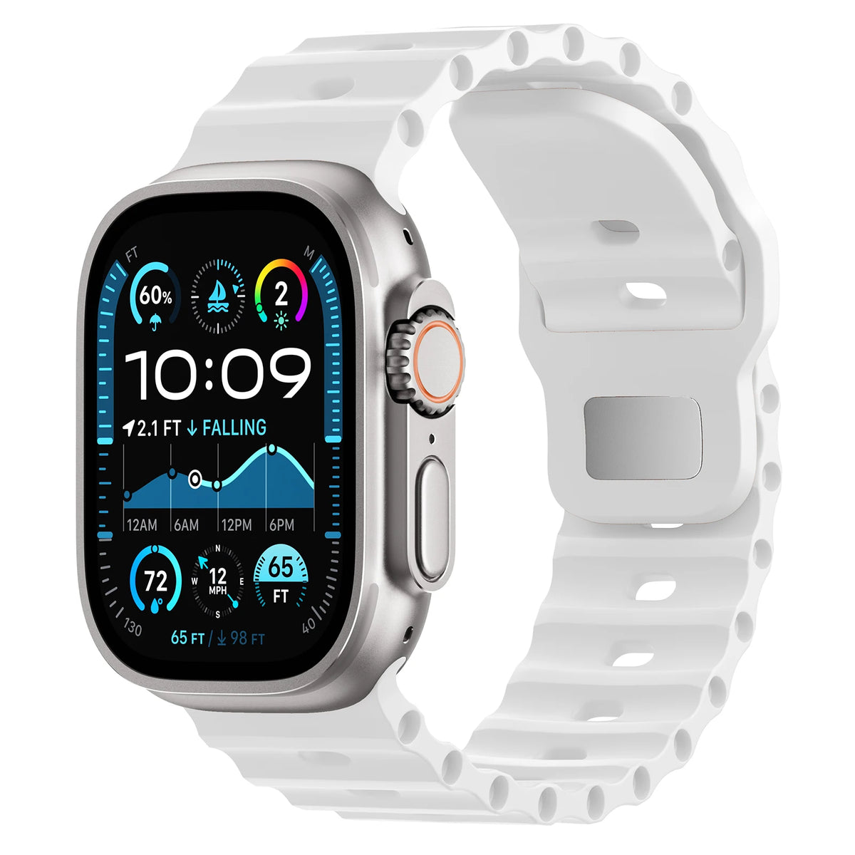 Breathable Perforated Silicone Band with Wave Pattern Grip for Apple Watch