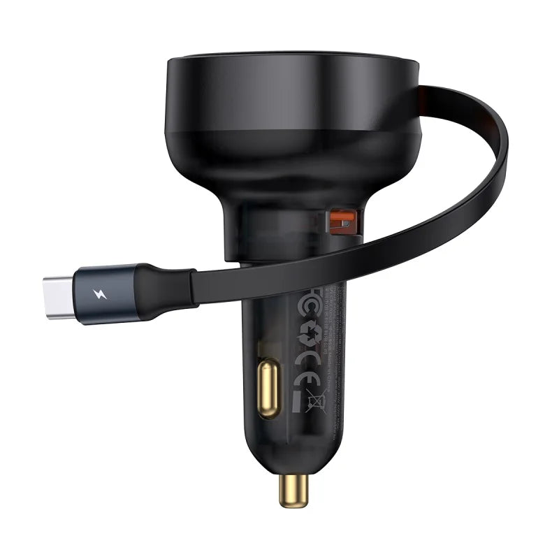 Baseus 60W PD Car Charger with Retractable Cable