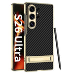 Luxury Matte Leather Case with Hidden Kickstand for Samsung Galaxy S26 Ultra