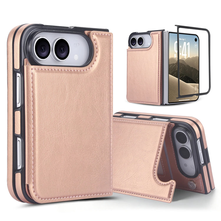 Leather Flip Wallet Case with Adjustable Stand for iPhone Duo